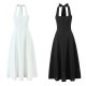 Cross-border foreign trade women's clothing 2025 summer European and American retro style waist-cinching, backless, neck-hanging mid-length dress for women Cross-border foreign trade women's clothing 2025 summer European and American retro style waist-cinching, backless, neck-hanging mid-length dress for women