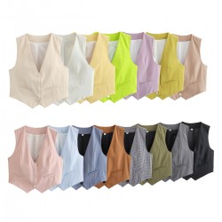Summer cross-border Y2K vest for women's clothing from Europe and America, a 15-color slim sleeveless vest that is versatile and suitable for street fashion