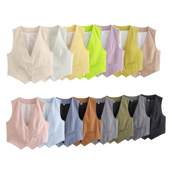 Summer cross-border Y2K vest for women's clothing from Europe and America, a 15-color slim sleeveless vest that is versatile and suitable for street fashion Summer cross-border Y2K vest for women's clothing from Europe and America, a 15-color slim sleeveless vest that is versatile and suitable for street fashion