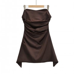 22092 Early Autumn new women's wear, European and American style French sexy slimming waist-cinching dress, elegant fishbone strapless dress