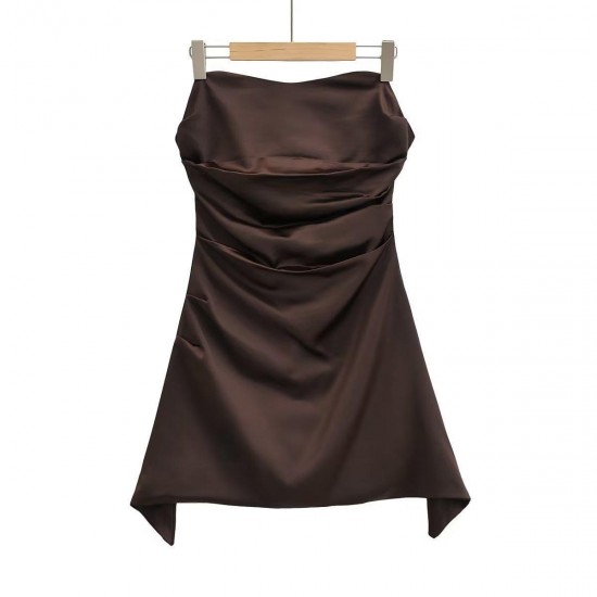 22092 Early Autumn new women's wear, European and American style French sexy slimming waist-cinching dress, elegant fishbone strapless dress
