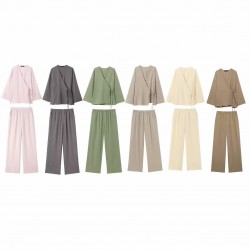 Cross-border 2024 Summer new collection: European and American women's clothing with a high-quality double-breasted and one-piece style, featuring fashionable outerwear and pants for women