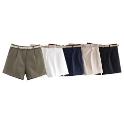 Amazon Foreign Trade's 2024 summer new women's cross-border European and American style shorts with belt accessories are casual, fashionable and versatile