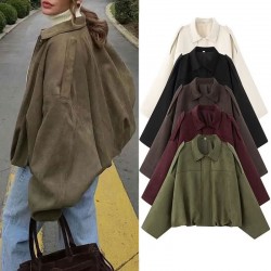 Spring 2025 European and American fashion pilot jacket, bat sleeve, zipper loose suede texture coat, women's casual top