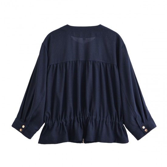Cross-border wholesale 2025 Summer New collection: European and American women's casual linen blend hunting jacket for women Cross-border wholesale 2025 Summer New collection: European and American women's casual linen blend hunting jacket for women