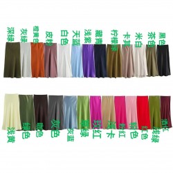 Wholesale of black rice colorful silk satin texture skirts for Europe and America in spring 2024. Long skirt in 32 colors, smooth and flowing