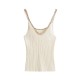 A new summer collection of women's clothing from Europe and America, featuring a fashionable and sexy U-neck metal knitted halter top in white