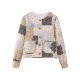 5756 Early Autumn new women's clothing, European and American style round-neck color-blocked small floral long-sleeved cotton-padded jacket 5756 Early Autumn new women's clothing, European and American style round-neck color-blocked small floral long-sleeved cotton-padded jacket
