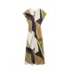 Elegant and refined silk satin texture printed dress wholesale 2025 summer cape sleeve knot decoration fitted mid-length MIDI dress Elegant and refined silk satin texture printed dress wholesale 2025 summer cape sleeve knot decoration fitted mid-length MIDI dress