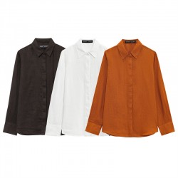 Amazon Foreign Trade Spring 2025 New Set Shirt long-sleeved + loose wide-leg pants Stylish and stylish set