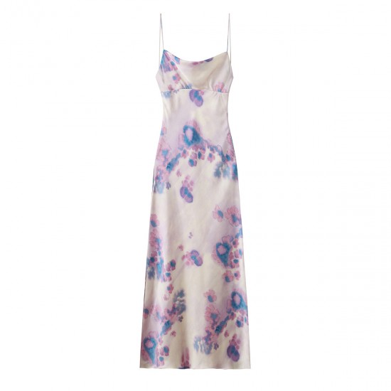 Summer new women's wear: High-waisted mid-length printed halter dress with European and American style for women Summer new women's wear: High-waisted mid-length printed halter dress with European and American style for women
