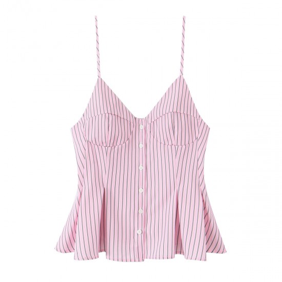 V-neck halter wholesale 2025 summer European and American sexy backless single-breasted wide pleated skirt, slim short women's vest V-neck halter wholesale 2025 summer European and American sexy backless single-breasted wide pleated skirt, slim short women's vest