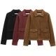 Fleece texture effect coat 2025 Spring European and American women's clothing single-breasted long-sleeved lapel pocket cross-border wholesale jacket Fleece texture effect coat 2025 Spring European and American women's clothing single-breasted long-sleeved lapel pocket cross-border wholesale jacket
