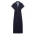 Summer's new women's dress with a commuting style, V-neck design, side pleated and hip-hugging dress, and a long dress in European and American style
