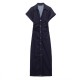 Summer's new women's dress with a commuting style, V-neck design, side pleated and hip-hugging dress, and a long dress in European and American style