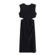This is a new summer women's dress with a European and American style, featuring a round neck, solid color, and a hollowed-out pleated slit at the waist This is a new summer women's dress with a European and American style, featuring a round neck, solid color, and a hollowed-out pleated slit at the waist