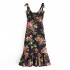 Amazon wholesale cross-border European and American style French retro print slimming and form-fitting dress with a large hemline and straps
