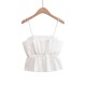A sweet, casual and versatile white puffy stretch top with a straight neck and thin halter top for summer 2025 women's collection A sweet, casual and versatile white puffy stretch top with a straight neck and thin halter top for summer 2025 women's collection