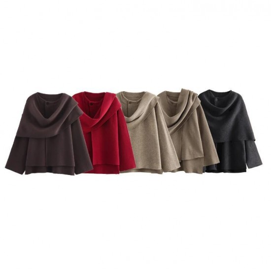 New women's clothing knitted scarves for autumn 2024, cross-border coats and jackets, loose and asymmetrical, European and American style wholesale New women's clothing knitted scarves for autumn 2024, cross-border coats and jackets, loose and asymmetrical, European and American style wholesale