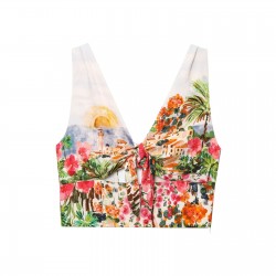 Summer 2025 new women's clothing set with cross-border printed knot decorations from Europe and America for foreign trade wholesale