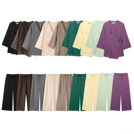 Cross-border 2024 Summer new collection: European and American women's clothing with a high-quality double-breasted and one-piece style, featuring fashionable outerwear and pants for women Cross-border 2024 Summer new collection: European and American women's clothing with a high-quality double-breasted and one-piece style, featuring fashionable outerwear and pants for women