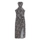 Wholesale of summer new products for foreign trade: European and American retro cross-border women's clothing, elegant printed halter, slit, sleeveless dress Wholesale of summer new products for foreign trade: European and American retro cross-border women's clothing, elegant printed halter, slit, sleeveless dress