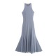 A semi-high-neck sleeveless vest dress, a new spring dress for women with a high waist and a wide swing, and an umbrella dress A semi-high-neck sleeveless vest dress, a new spring dress for women with a high waist and a wide swing, and an umbrella dress