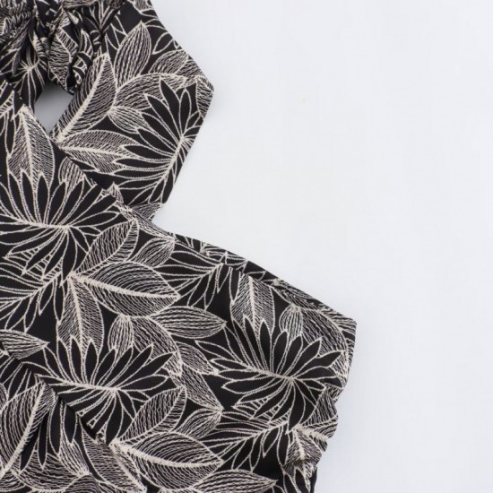 Wholesale of summer new products for foreign trade: European and American retro cross-border women's clothing, elegant printed halter, slit, sleeveless dress Wholesale of summer new products for foreign trade: European and American retro cross-border women's clothing, elegant printed halter, slit, sleeveless dress