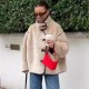2024 Cross-border women's clothing wholesale with European and American style, fashionable and versatile French casual fleece stand-up collar loose lambskin coat