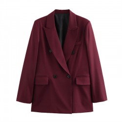 Wholesale of new autumn women's fashion, European and American style casual loose short lapel double-breasted suit jackets for foreign trade
