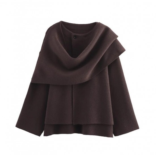 New women's clothing knitted scarves for autumn 2024, cross-border coats and jackets, loose and asymmetrical, European and American style wholesale New women's clothing knitted scarves for autumn 2024, cross-border coats and jackets, loose and asymmetrical, European and American style wholesale