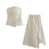 The new autumn collection of asymmetrical fringed corset and skirt patchwork fashion set for women in foreign trade wholesale