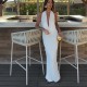 Cross-border wholesale 2025 Spring Party beach women's wear solid color pullover neckline backless pleated decoration MIDI dress Cross-border wholesale 2025 Spring Party beach women's wear solid color pullover neckline backless pleated decoration MIDI dress