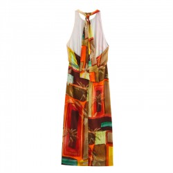 Summer 2025 new women's fashion, European and American style, sexy printed halter dress for women in foreign trade wholesale