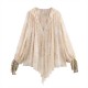 Spring 2025 new women's clothing cross-border European and American style fashionable and simple floral printed V-neck shirt for foreign trade wholesale Spring 2025 new women's clothing cross-border European and American style fashionable and simple floral printed V-neck shirt for foreign trade wholesale