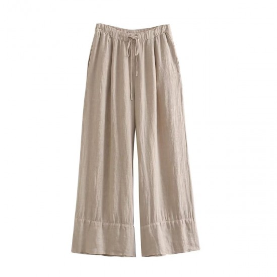 Long pants set with knot decoration, early autumn 3127 halter-neck new women's backless top, wide legs crossed, European and American casual style Long pants set with knot decoration, early autumn 3127 halter-neck new women's backless top, wide legs crossed, European and American casual style