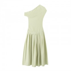 Amazon wholesale summer new women's fashion, elegant and stylish high-waisted solid color long dress