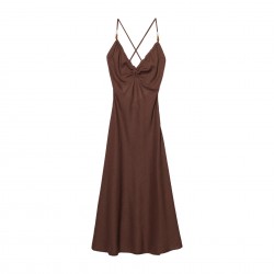 Cross-border wholesale 2025 Summer new women's clothing: European and American bestseller linen blend beaded dress