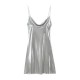 New summer women's fashion, European and American style, high-waisted, glossy halter dress, women's banquet dress New summer women's fashion, European and American style, high-waisted, glossy halter dress, women's banquet dress