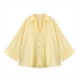 Cross-border 2025 Spring/Summer New women's clothing, European and American style, fashionable, casual and versatile, lapel striped wide-sleeved shirt Cross-border 2025 Spring/Summer New women's clothing, European and American style, fashionable, casual and versatile, lapel striped wide-sleeved shirt