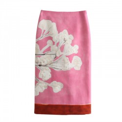 Cross-border foreign trade 2024 Spring New Women's Clothing, European and American style fashionable and versatile linen blended printed skirt
