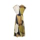 Elegant and refined silk satin texture printed dress wholesale 2025 summer cape sleeve knot decoration fitted mid-length MIDI dress Elegant and refined silk satin texture printed dress wholesale 2025 summer cape sleeve knot decoration fitted mid-length MIDI dress