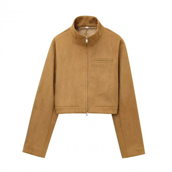 Fleece texture effect coat 2025 Spring European and American women's clothing single-breasted long-sleeved lapel pocket cross-border wholesale jacket Fleece texture effect coat 2025 Spring European and American women's clothing single-breasted long-sleeved lapel pocket cross-border wholesale jacket
