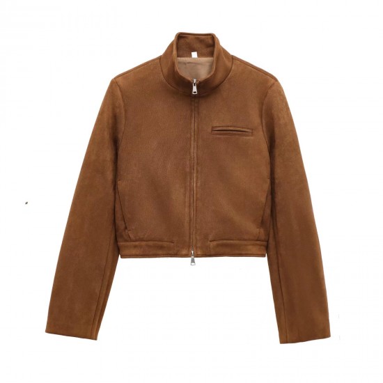 Fleece texture effect coat 2025 Spring European and American women's clothing single-breasted long-sleeved lapel pocket cross-border wholesale jacket Fleece texture effect coat 2025 Spring European and American women's clothing single-breasted long-sleeved lapel pocket cross-border wholesale jacket