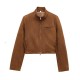 Fleece texture effect coat 2025 Spring European and American women's clothing single-breasted long-sleeved lapel pocket cross-border wholesale jacket Fleece texture effect coat 2025 Spring European and American women's clothing single-breasted long-sleeved lapel pocket cross-border wholesale jacket