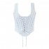 French 2025 Summer new women's collection: square-neck lace pleated back strap striped vest, short halter top