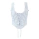 French 2025 Summer new women's collection: square-neck lace pleated back strap striped vest, short halter top French 2025 Summer new women's collection: square-neck lace pleated back strap striped vest, short halter top
