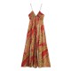 Cross-border foreign trade wholesale 2025 Summer women's clothing, European and American style pleated decorative printed MIDI halter dress for women Cross-border foreign trade wholesale 2025 Summer women's clothing, European and American style pleated decorative printed MIDI halter dress for women