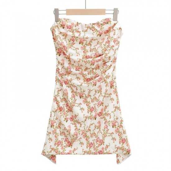 22092 Early Autumn new women's wear, European and American style French sexy slimming waist-cinching dress, elegant fishbone strapless dress