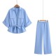 Foreign Trade 2025 Summer New Women's Clothing: European and American style hunting decorative shirt + wide-leg pants fashionable women's set Foreign Trade 2025 Summer New Women's Clothing: European and American style hunting decorative shirt + wide-leg pants fashionable women's set